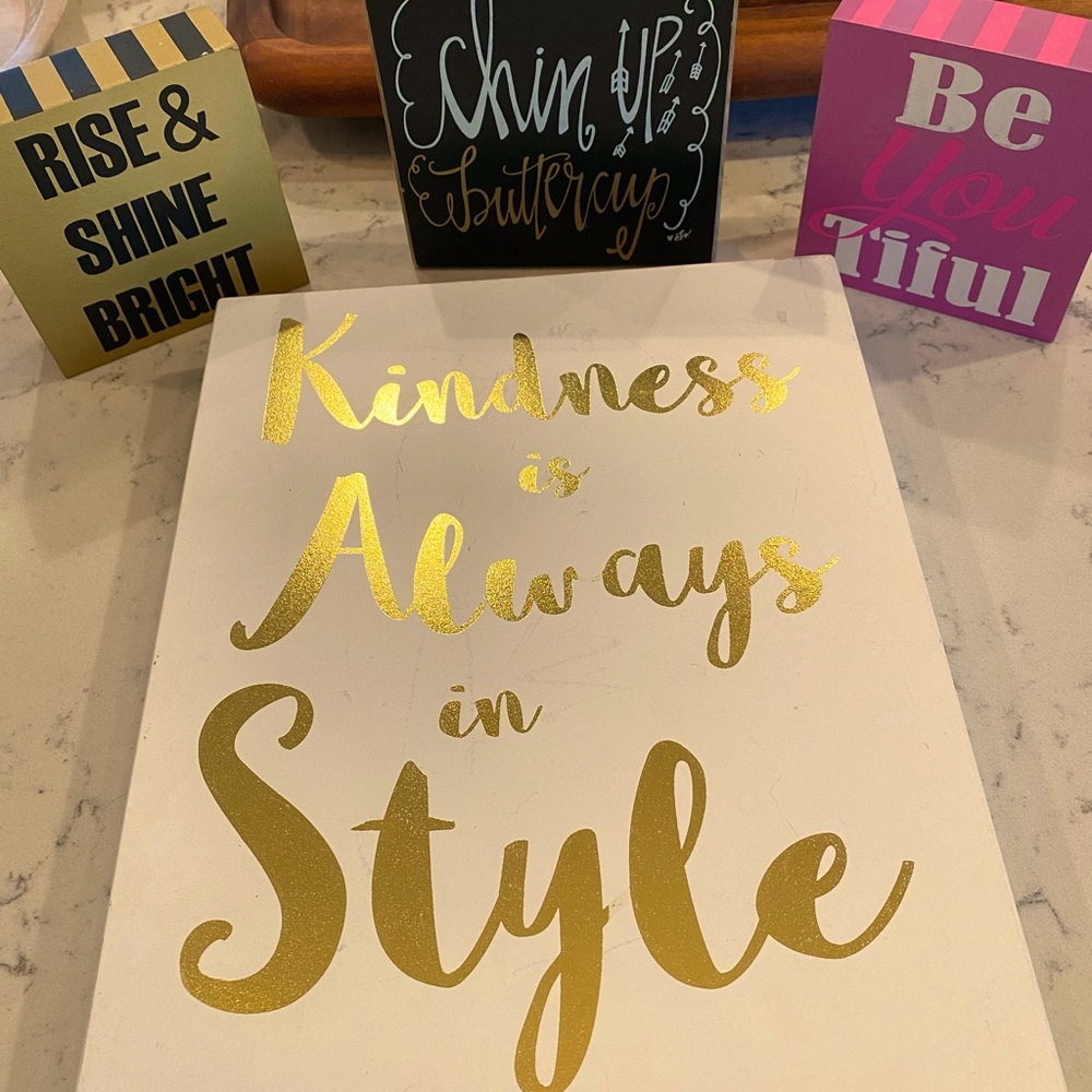 Wooden positive thinking signs!